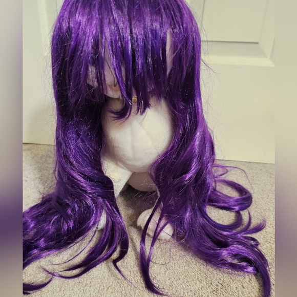 Womens Heat Resistant Curly Hair 28-inch Cosplay Costume Wig Purple - Picture 2 of 8